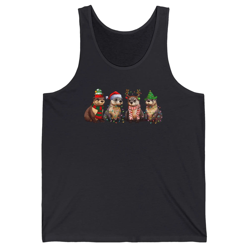 Otters Christmas Lights Sea Animal Christmas Otter Lovers Unisex Jersey Tank