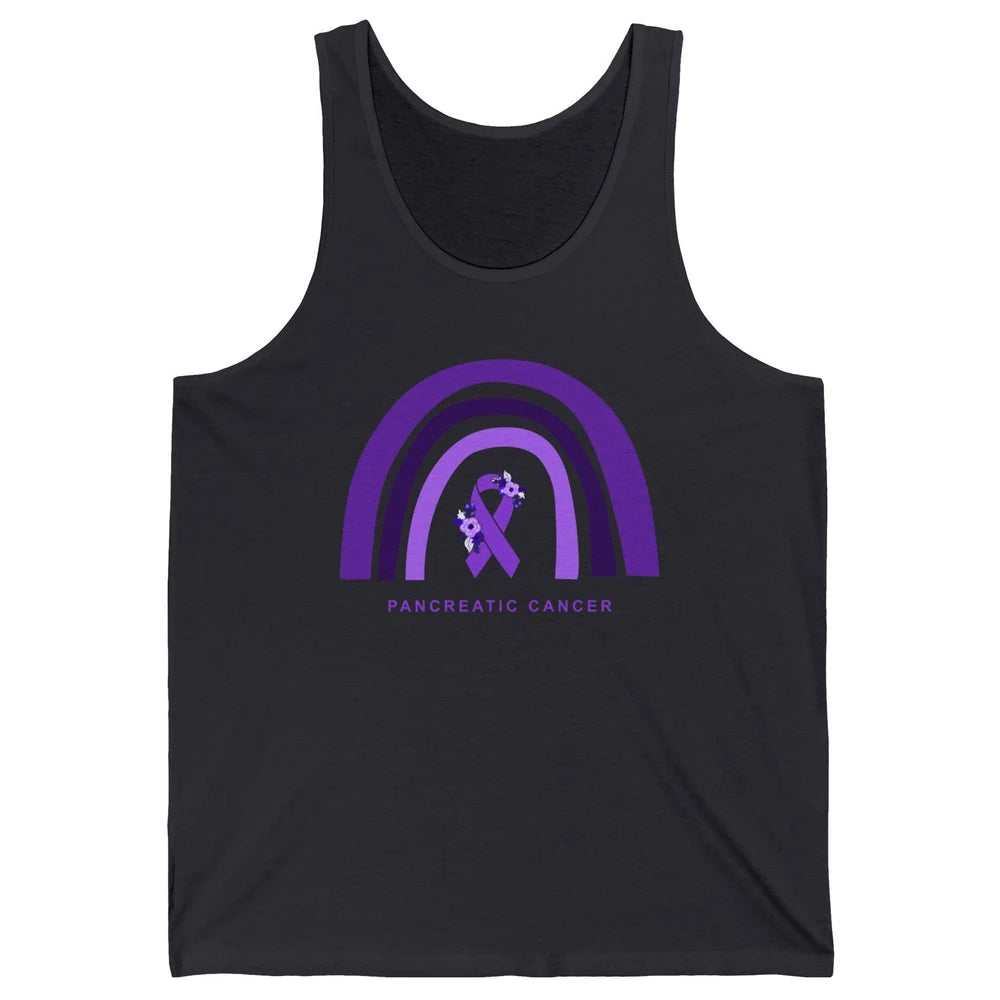 Pancreatic Cancer Awareness Floral Purple Ribbon Rainbow Unisex Jersey Tank