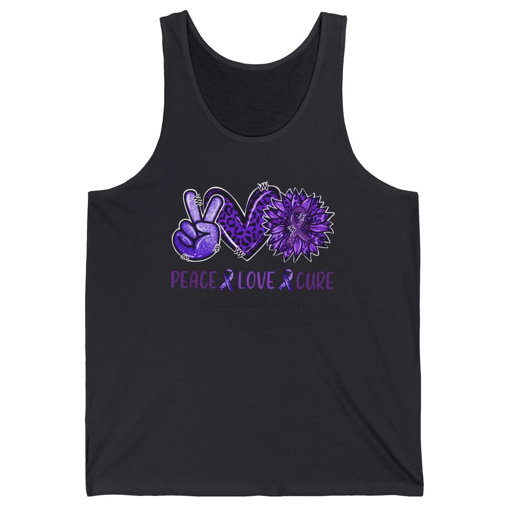 Mastocytosis Awareness Purple Ribbon Peace Love Fight Unisex Jersey Tank