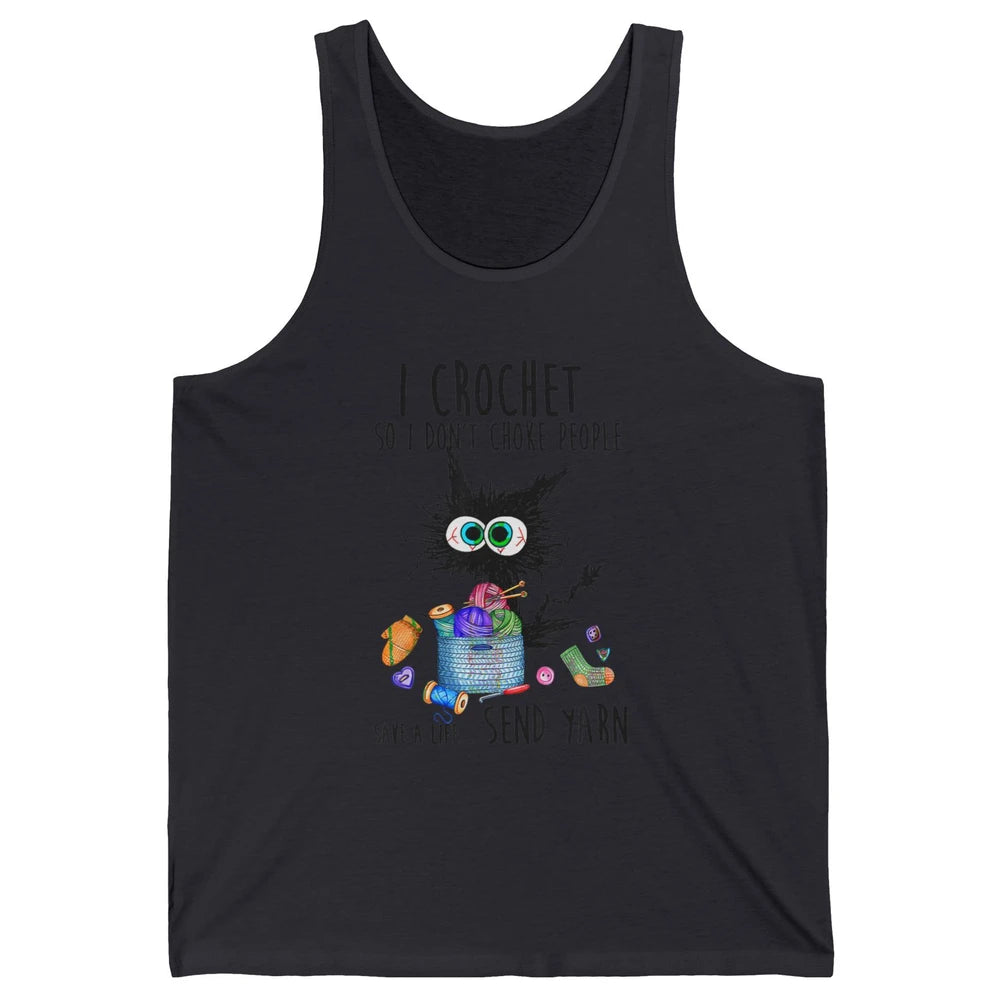 I Crochet So I Dont Choke People Cute Black Cat Knit Vintage Unisex Jersey Tank