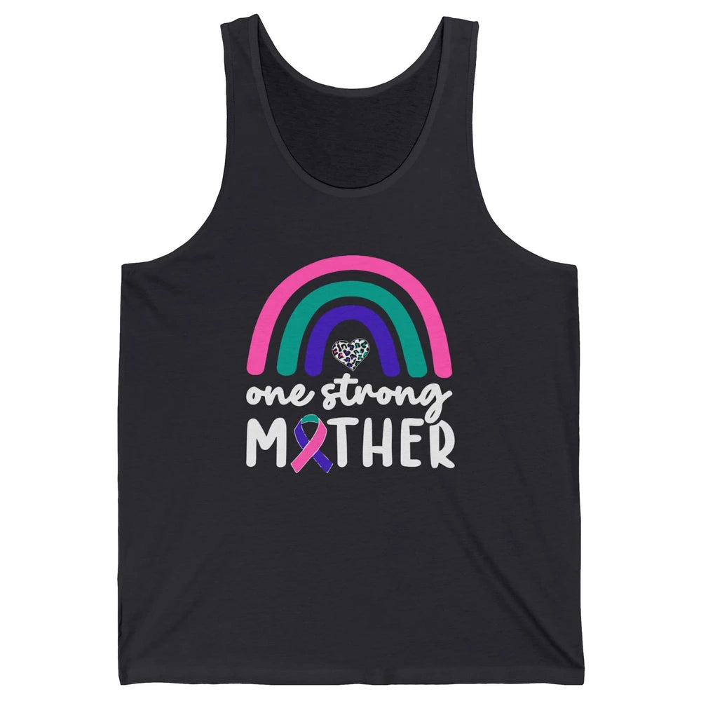 One Strong Mother Teal Rainbow Warrior Thyroid Cancer Month Unisex Jersey Tank