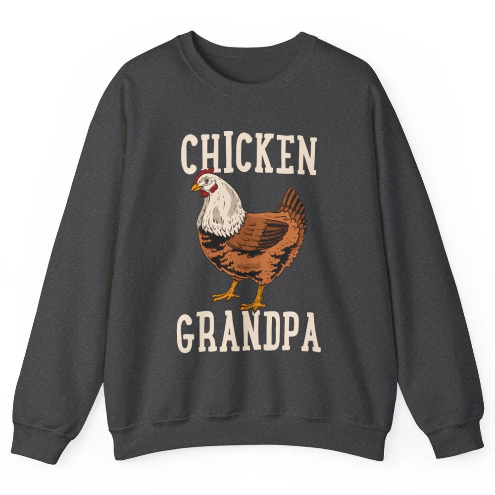 Retro Chicken Grandpa Funny Grandfather Vintage Farm Animal Unisex Crewneck Sweatshirt