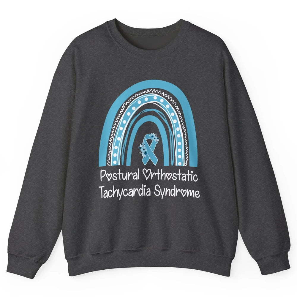 Postural Orthostatic Tachycardia Syndrome Turquoise Rainbow Unisex Crewneck Sweatshirt