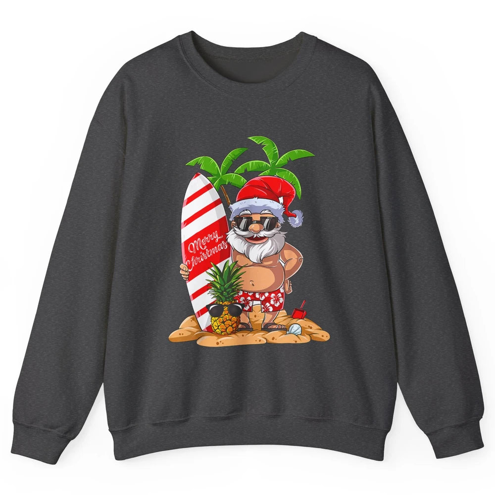 Christmas in July Santa Hawaii Surfing Summer Christmas Unisex Crewneck Sweatshirt