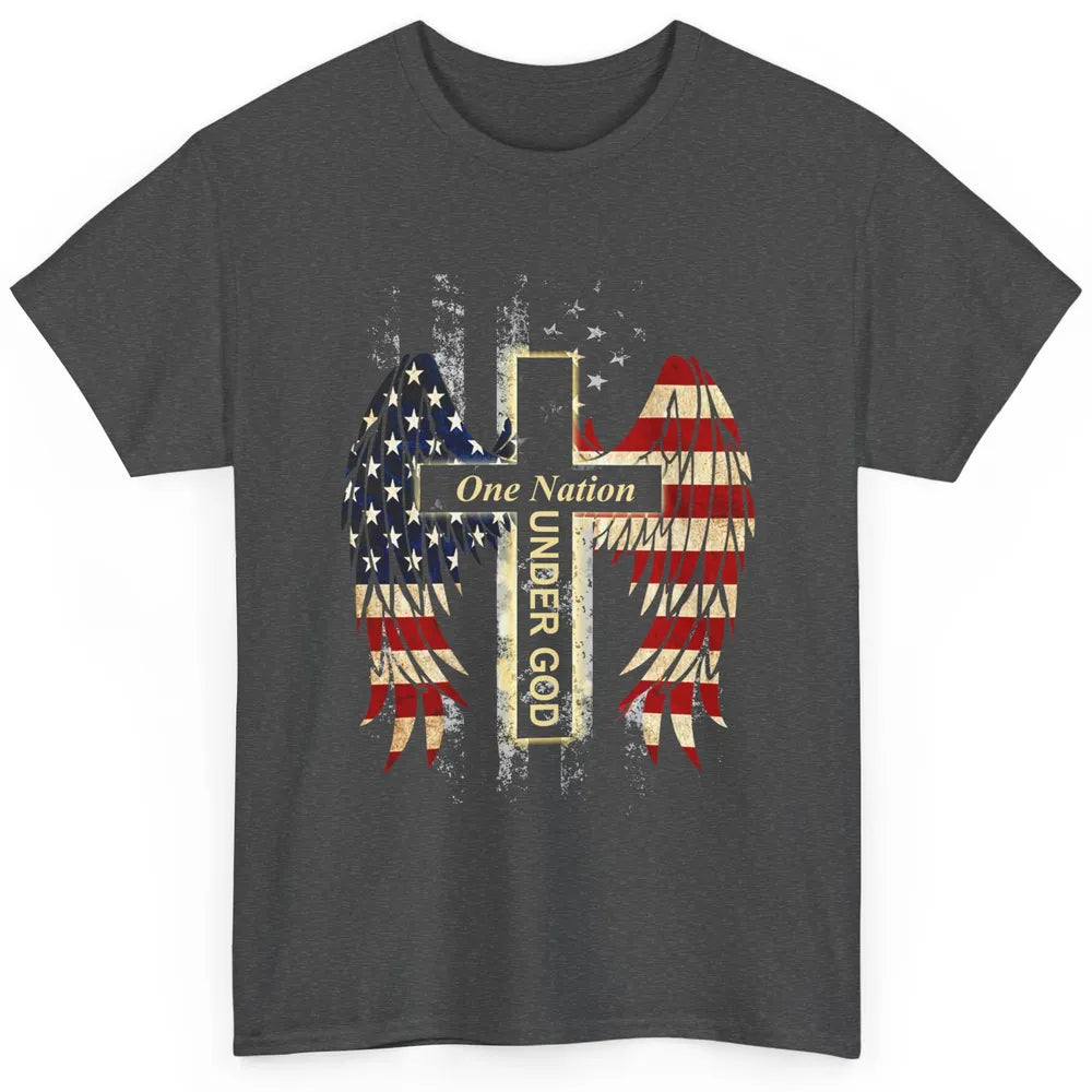 Patriotic One Nation Under God American Flag Faith Cross Classic Unisex T-Shirt
