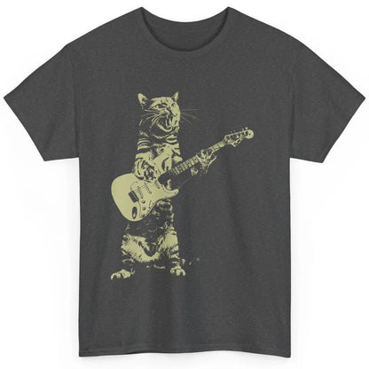 Retro Cat Playing Guitar Cat Guitarist Music Lovers Cat Mom Classic Unisex T-Shirt