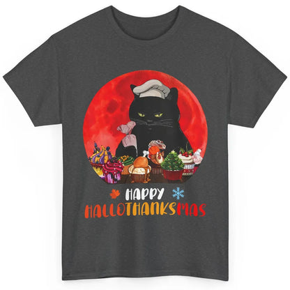 Black Cat Happy Hallothanksmas Baker Cat Halloween Christmas Classic Unisex T-Shirt