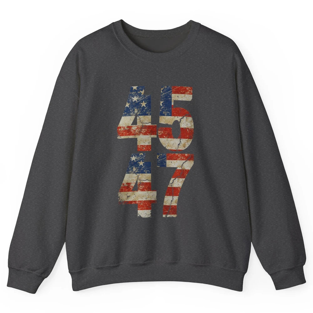 Retro 45 47 Vote Donald Trump Save America Again Republican Unisex Crewneck Sweatshirt