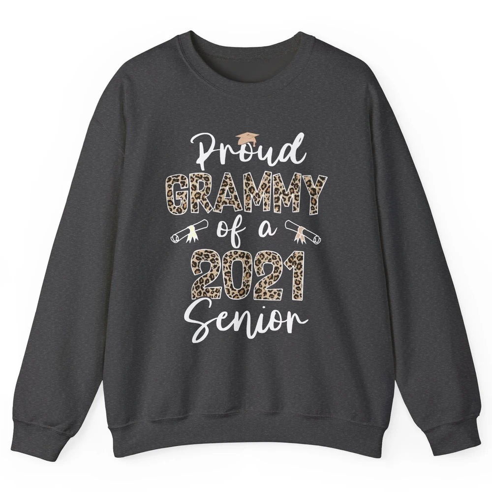 Proud Grammy Of A 2021 Senior Senior 2021 Grad Party Leopard Unisex Crewneck Sweatshirt