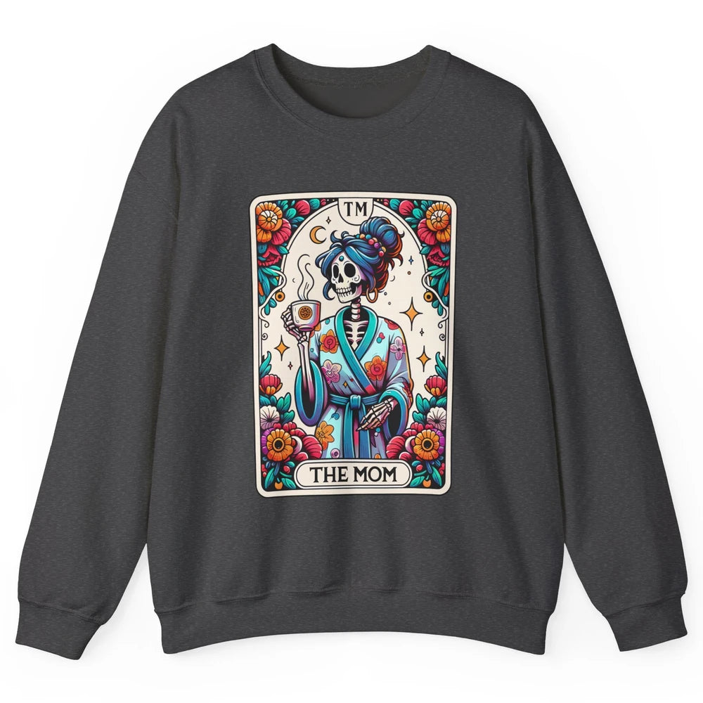 Retro Floral Skeleton The Mom Tarot Card Halloween Mom Life Unisex Crewneck Sweatshirt
