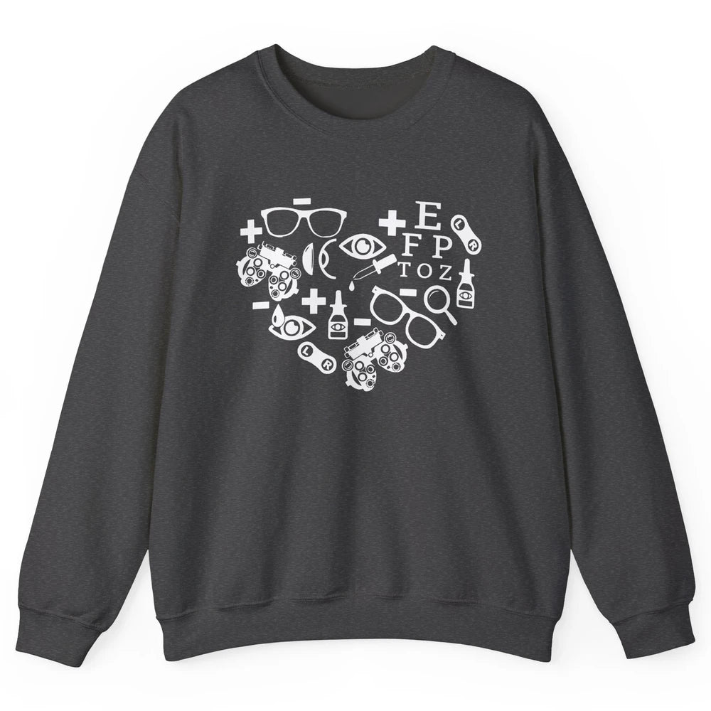 Optometrist Symbols Heart Optician Sight Squad Optometry Unisex Crewneck Sweatshirt