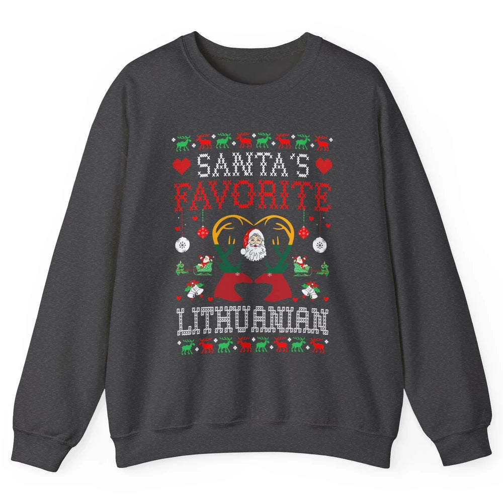 Merry Christmas Santa Favorite Lithuanian Xmas Ugly Santa Unisex Crewneck Sweatshirt
