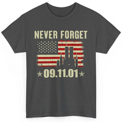 Retro Never Forget 911 American Flag Patriotic Memorial Gift Classic Unisex T-Shirt
