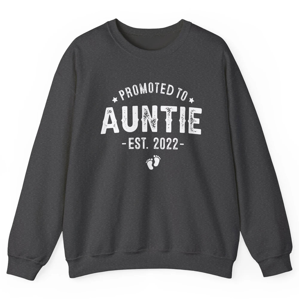 Promoted To Auntie Est 2022 Auntie To Be Pregnancy Reveal Unisex Crewneck Sweatshirt