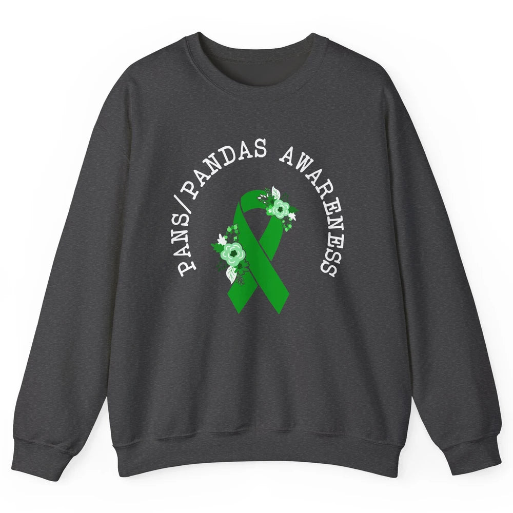 PANS/PANDAS Awareness Floral Green Ribbon Pans Disease Unisex Crewneck Sweatshirt