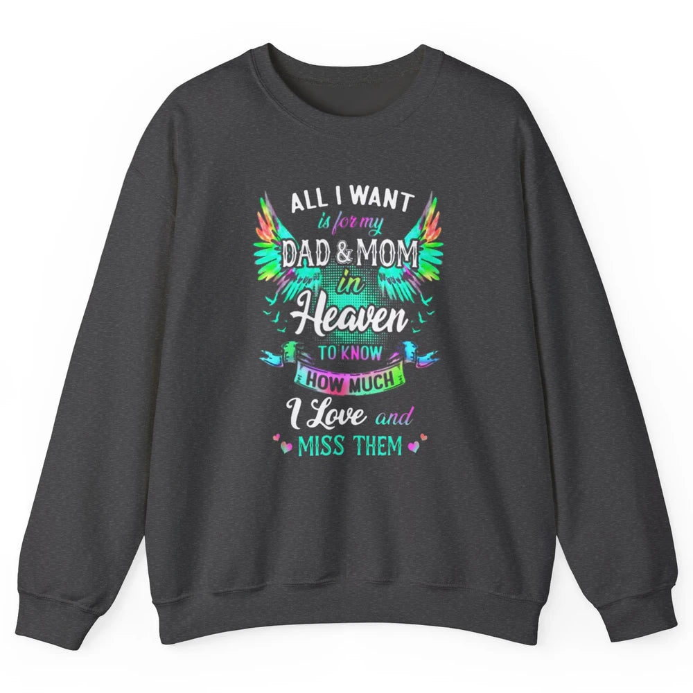 My Mom And Dad In Heaven Angel Wings Mother Memories Forever Unisex Crewneck Sweatshirt