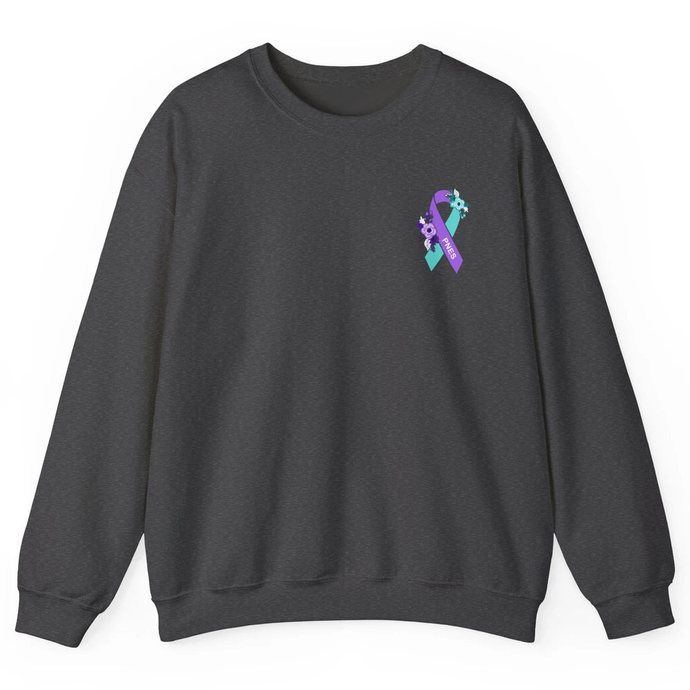 Psychogenic Non-epileptic Seizures PNES Purple Teal Ribbon Unisex Crewneck Sweatshirt