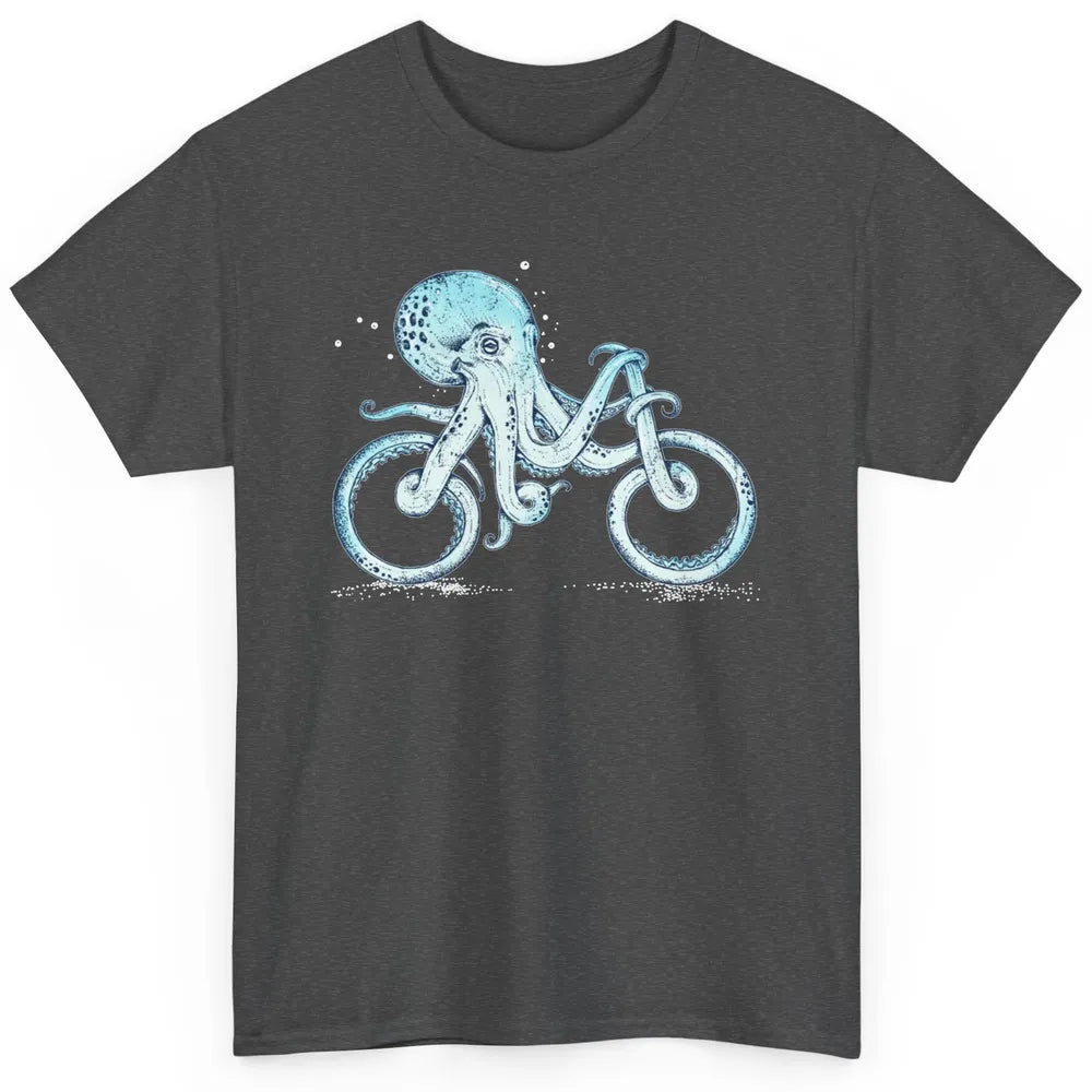Funny Octopus Riding Bicycle Retro Marine Sea Creature Bike Classic Unisex T-Shirt