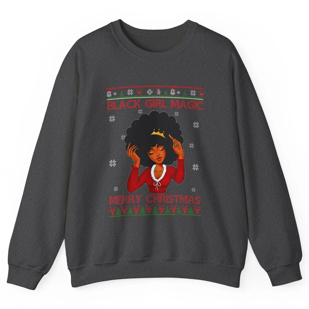 Ugly African Girl American Melanin Christmas Santa Hat Afro Unisex Crewneck Sweatshirt