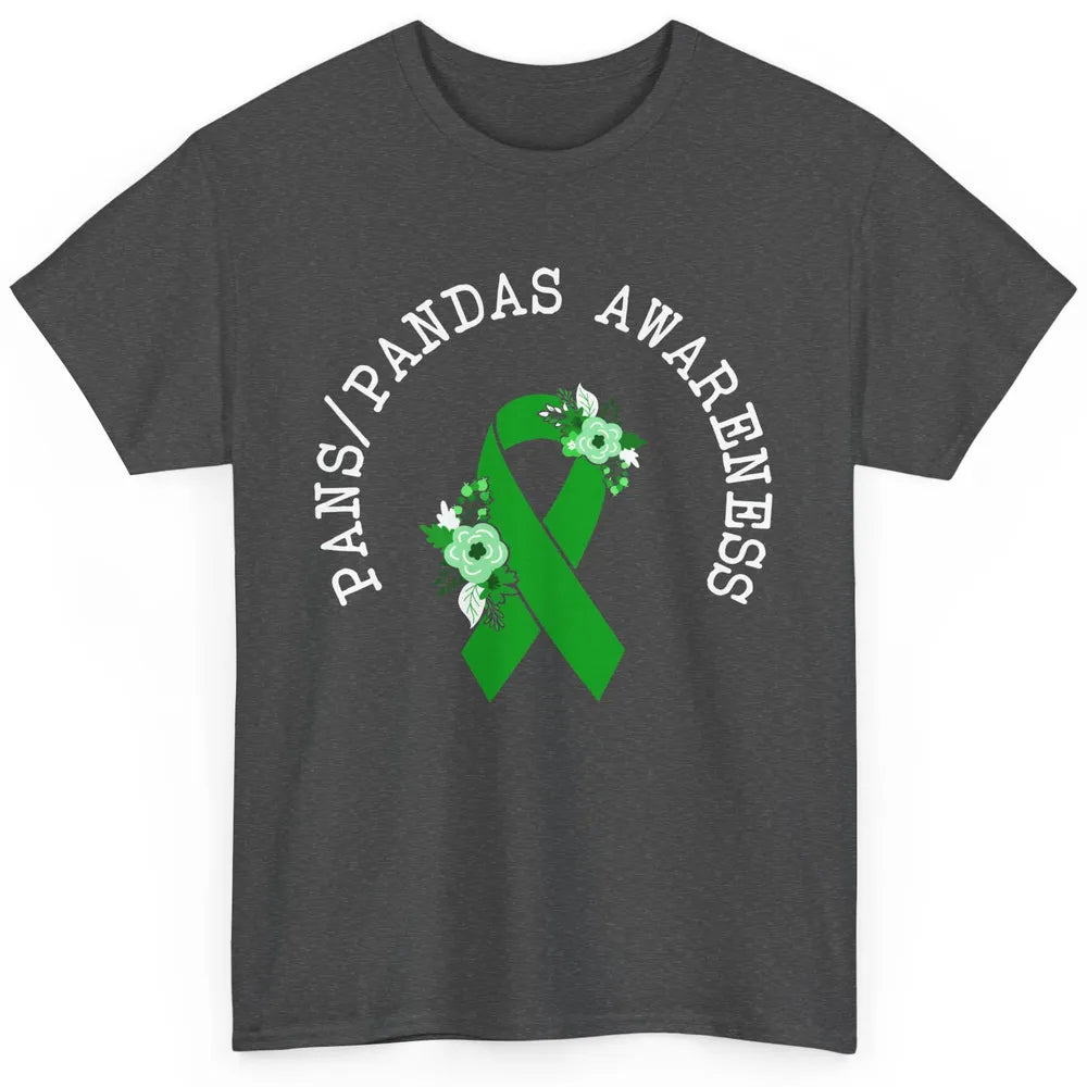 PANS/PANDAS Awareness Floral Green Ribbon Pans Disease Classic Unisex T-Shirt