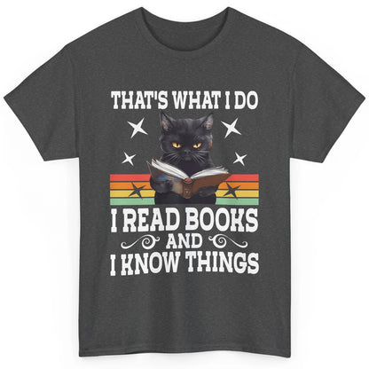 Retro Cat Books The Reader Black Cat Reading Books Bookish Bookworm Kitten Classic Unisex T-Shirt