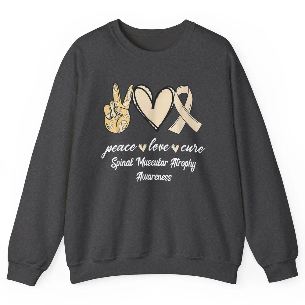Peace Love Cure Cream Ribbon Spinal Muscular Atrophy SMA Unisex Crewneck Sweatshirt