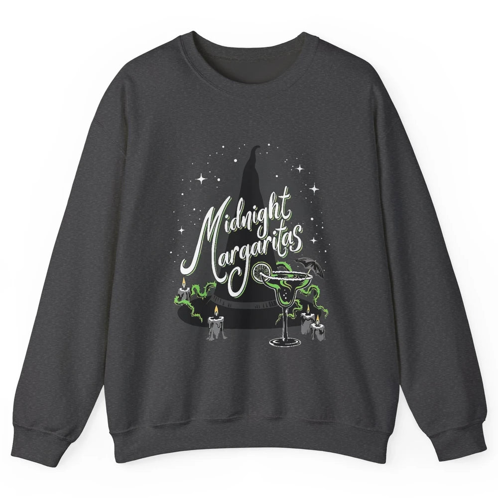 Midnight Margaritas Witch Hat Wine Halloween Spooky Party Unisex Crewneck Sweatshirt