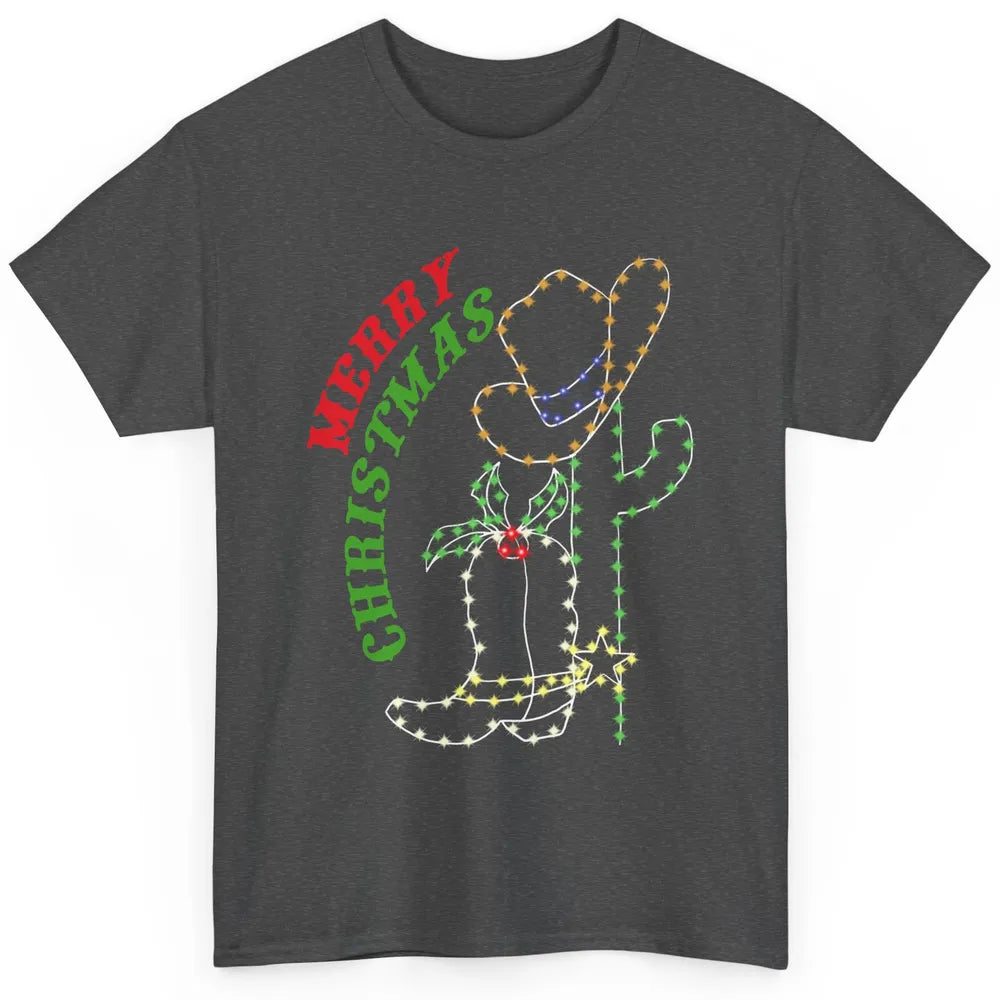 Retro Cowboy Merry Christmas Western Country Cowgirl Costume Classic Unisex T-Shirt