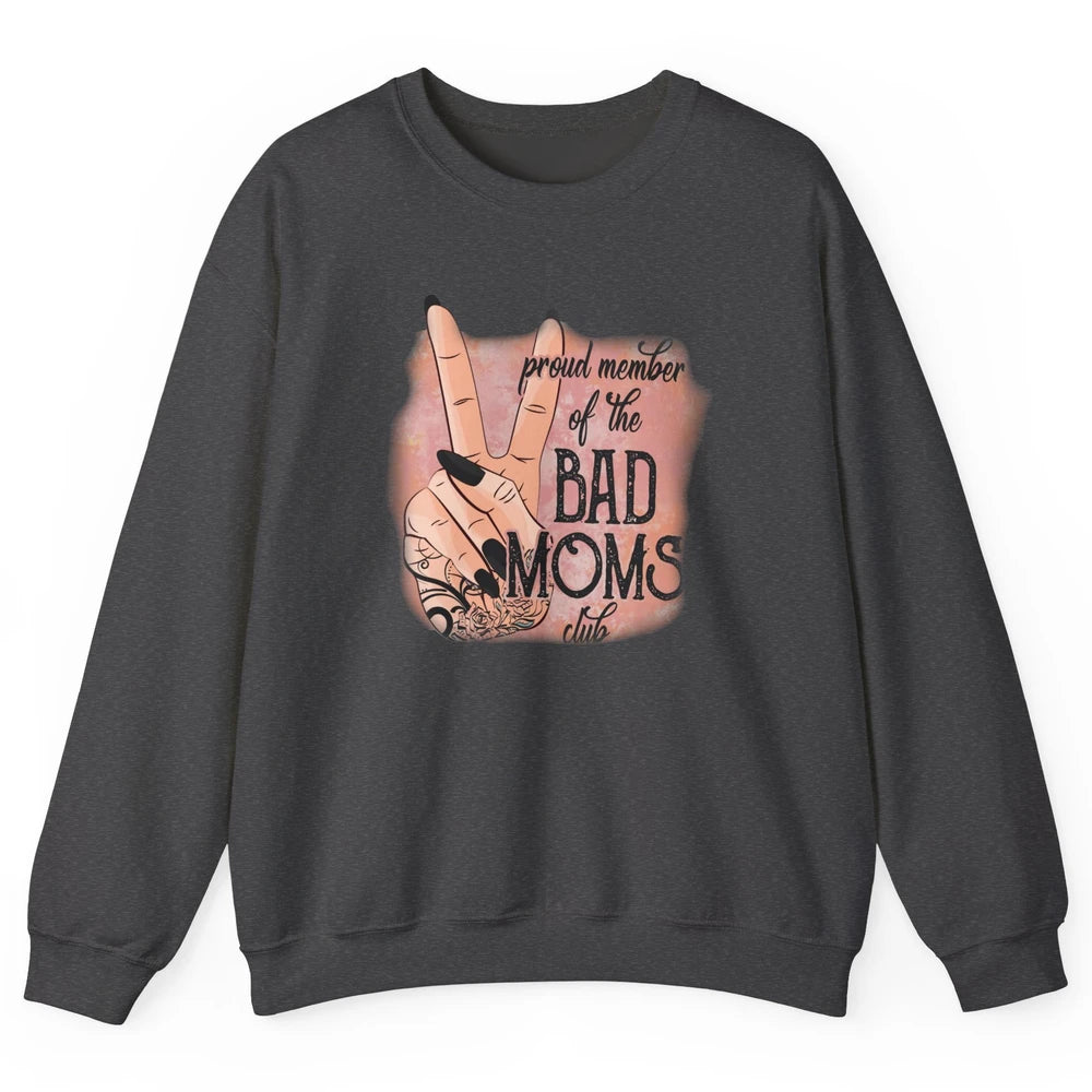 Retro Proud Member Of Bad Moms Club Tattooed Mom Western Unisex Crewneck Sweatshirt