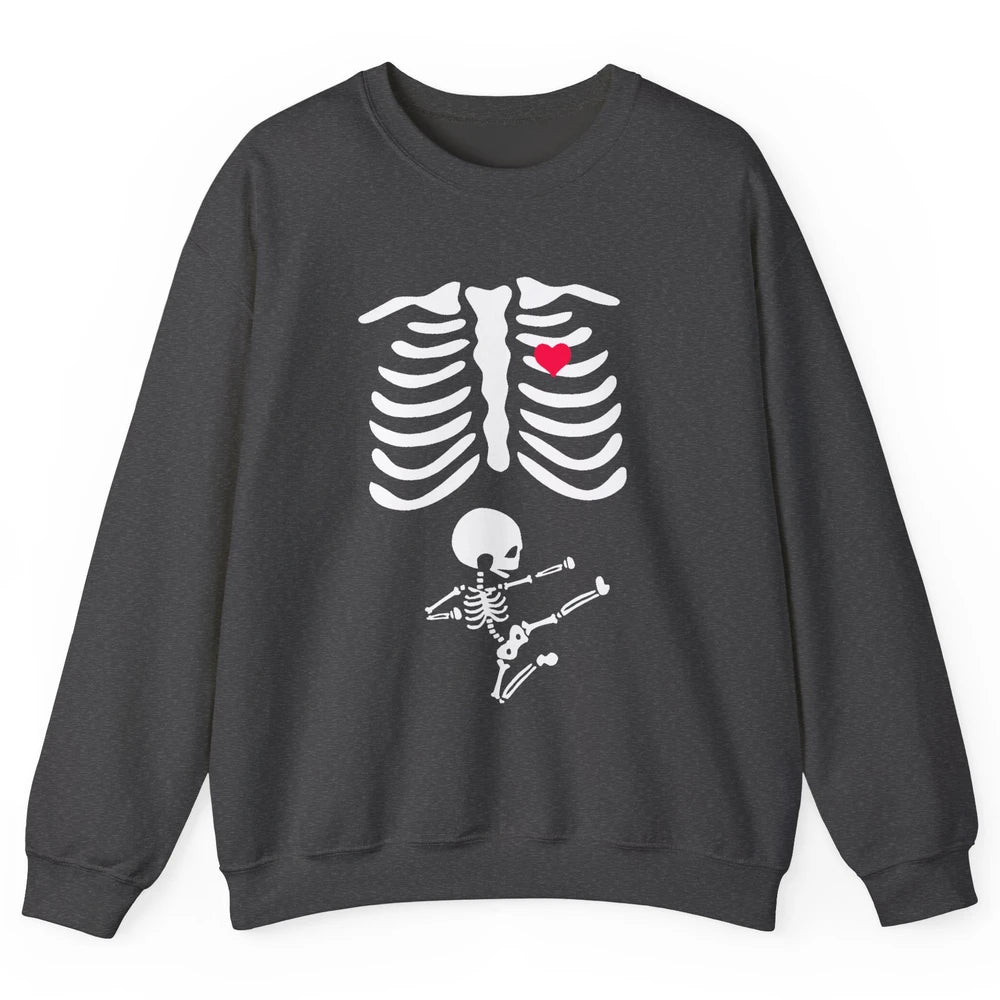 Pregnant Halloween Skeleton Naughty Baby Boy Pumpkin Costume Unisex Crewneck Sweatshirt