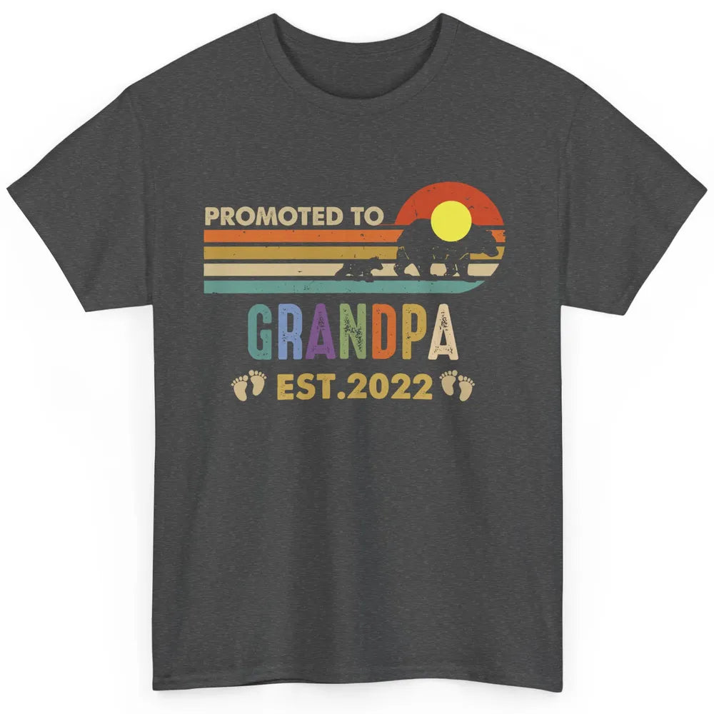Retro Bear Sunset Promoted To Grandpa Est 2022 Grandpa Gift Classic Unisex T-Shirt