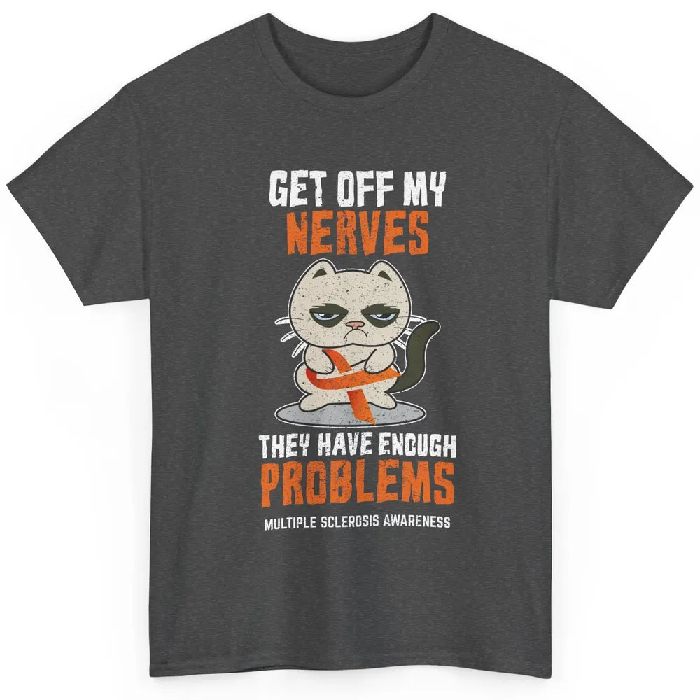 Multiple Sclerosis Awareness Ms Cancer Cat Orange Ribbon Classic Unisex T-Shirt