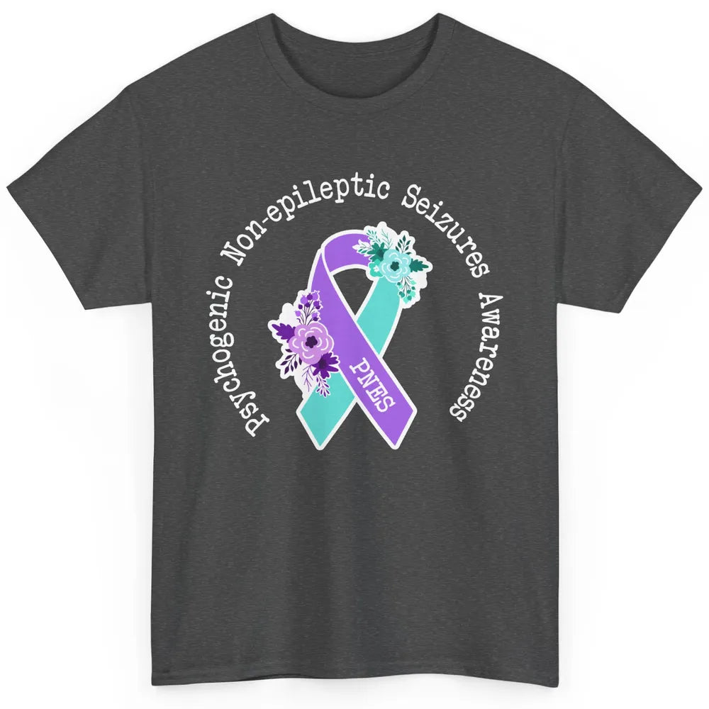 Psychogenic Non-epileptic Seizures PNES Purple Teal Ribbon Classic Unisex T-Shirt