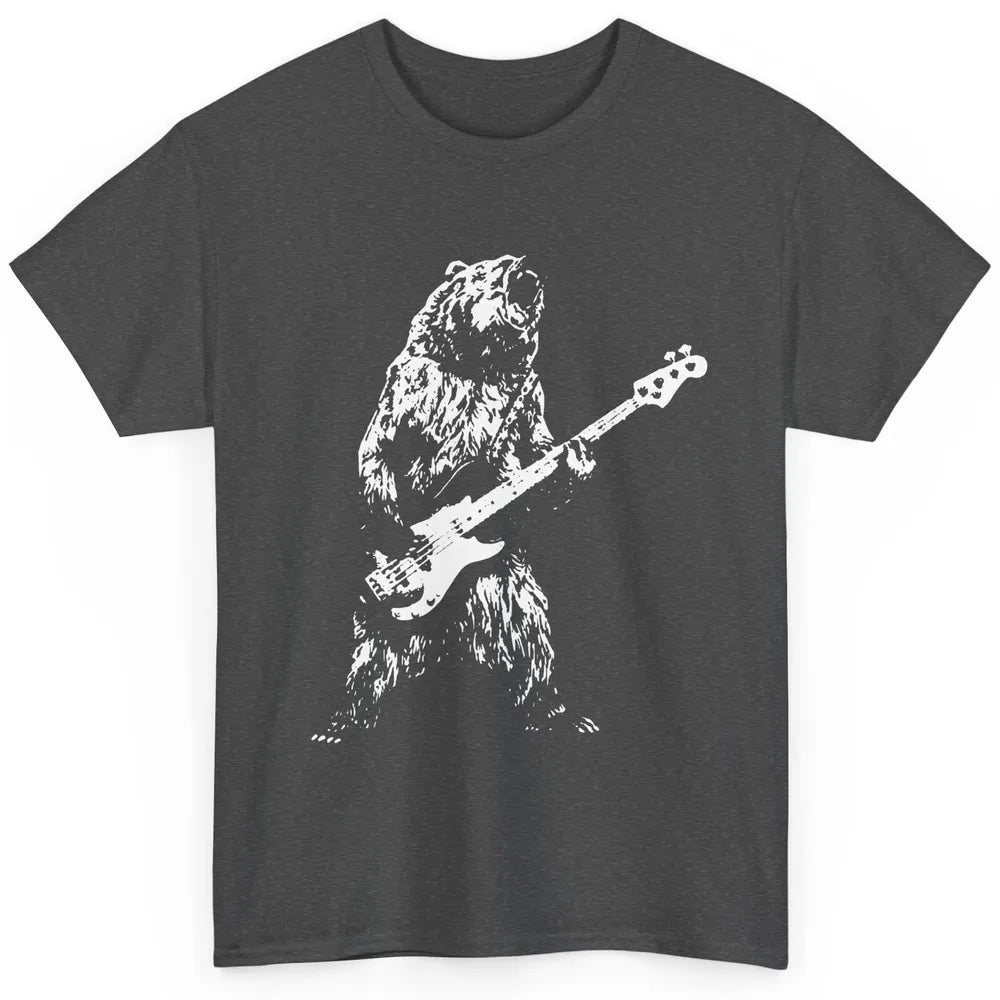 Retro Bear Playing Bass Guitar Bear Guitarist Music Lovers Classic Unisex T-Shirt