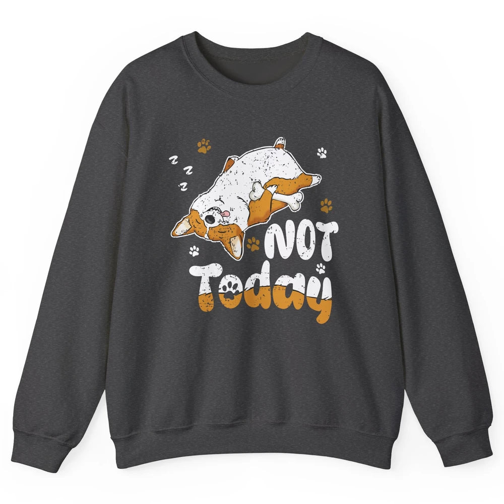 Retro Lazy Corgi Not Today World Lazy Day Corgi Dog Lovers Unisex Crewneck Sweatshirt