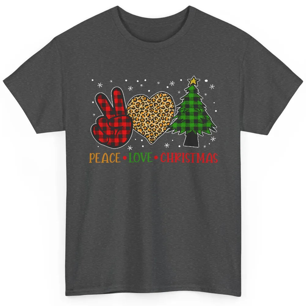 Peace Love Christmas Cute Christmas Heart Plaid Xmas Gift Classic Unisex T-Shirt