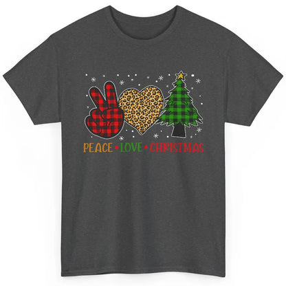 Peace Love Christmas Cute Christmas Heart Plaid Xmas Gift Classic Unisex T-Shirt