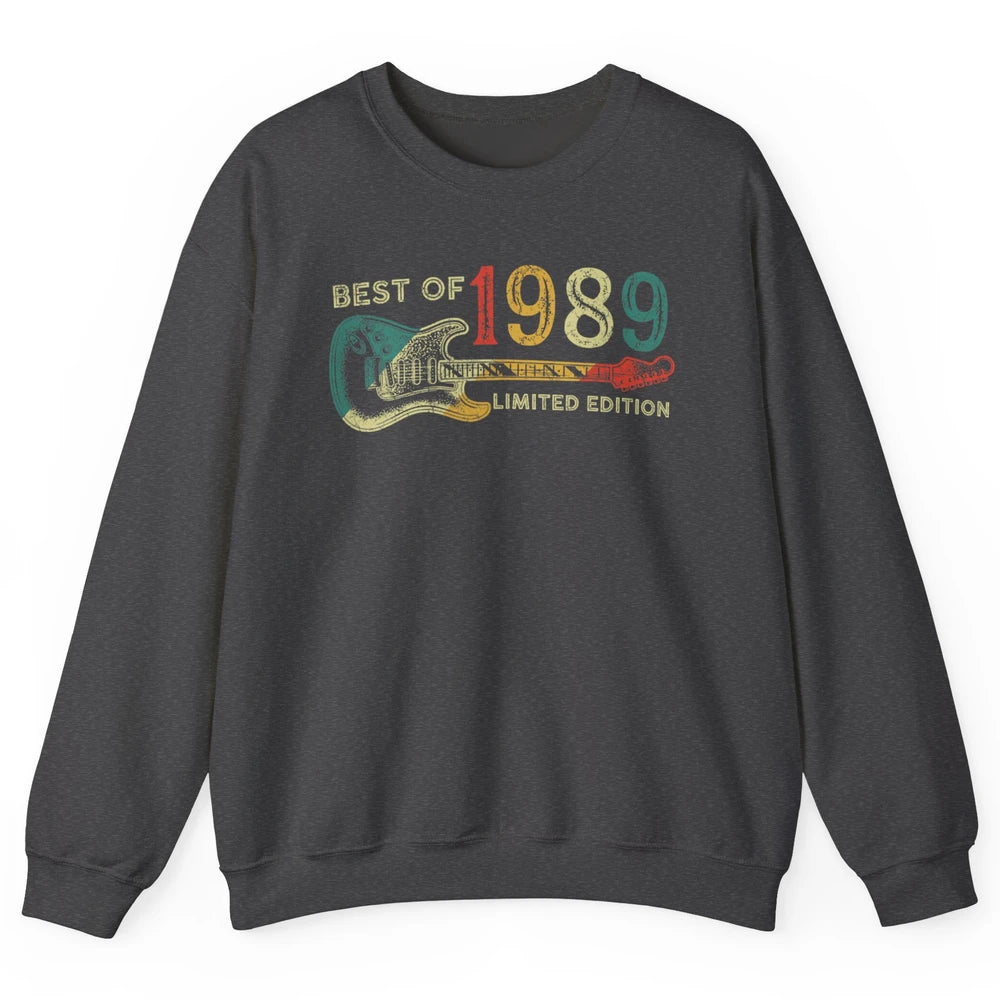 Retro 1989 Electric Guitar Birthday Guitarist Vintage 80s Unisex Crewneck Sweatshirt
