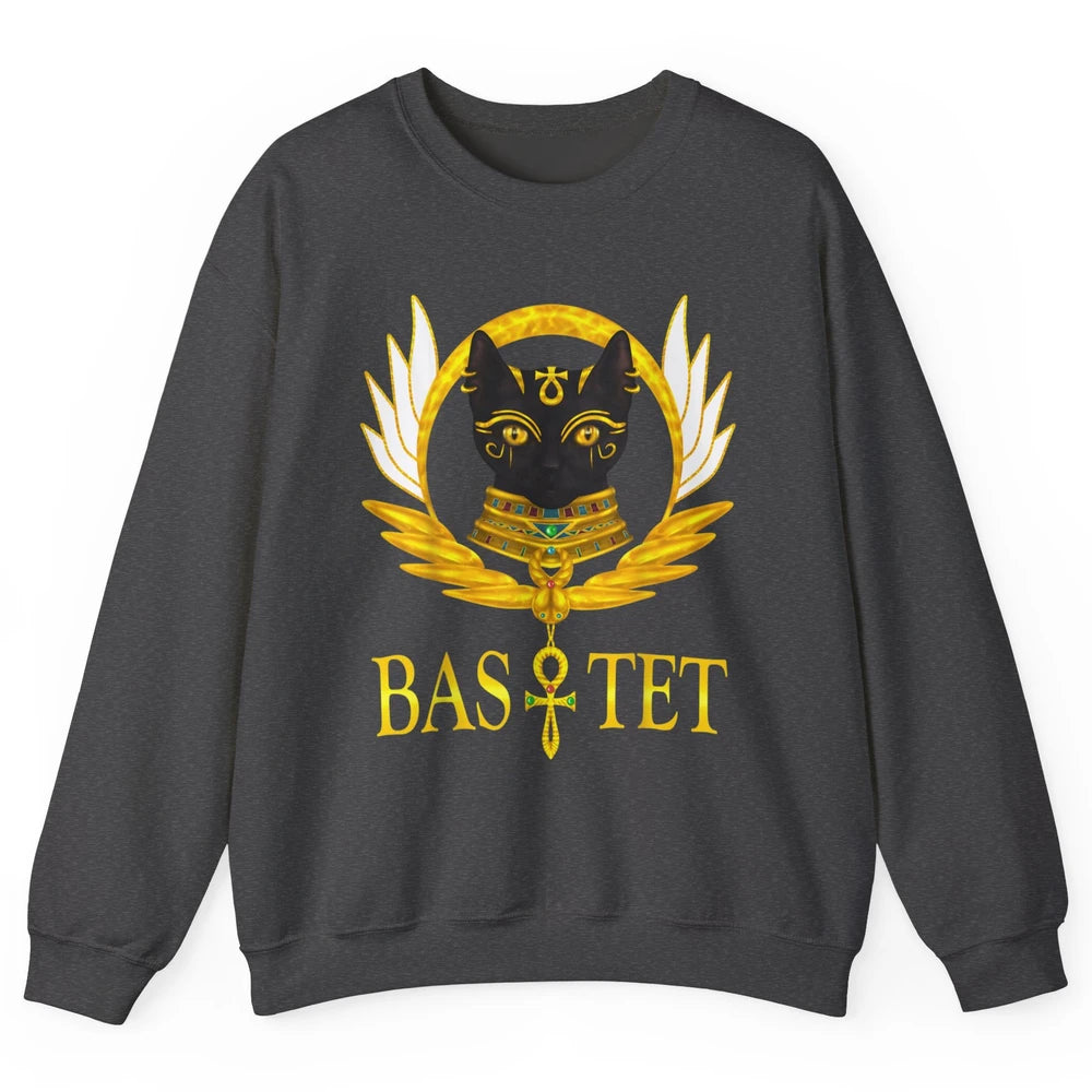 Retro Ancient Egyptian Cat Egypt Goddess Bastet Wings Horus Unisex Crewneck Sweatshirt