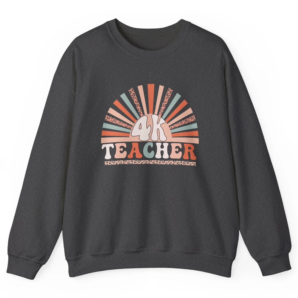 Retro 4k Teacher Kindergarten Back to School Pre-K Teacher Unisex Crewneck Sweatshirt