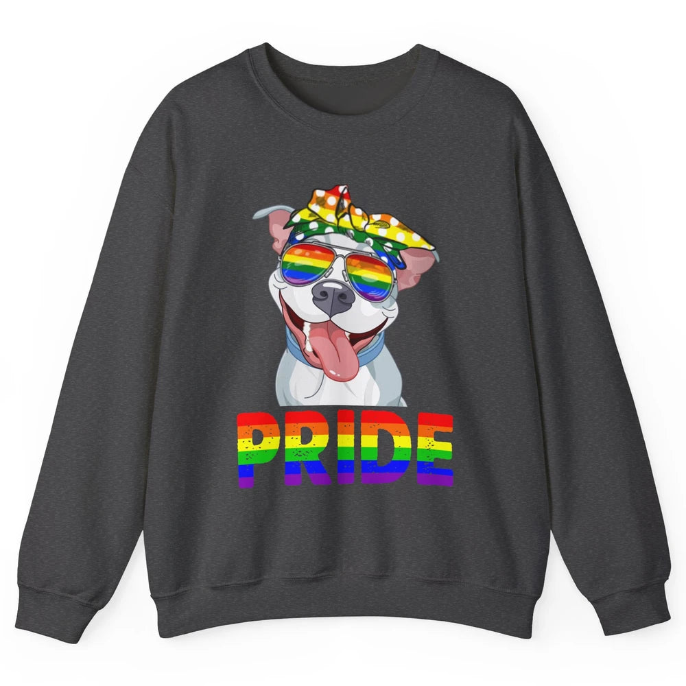 Pitbull Pride Dog Mom LGBT Gay Pride Month Unisex Crewneck Sweatshirt