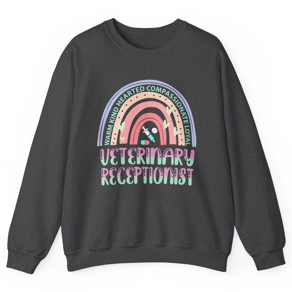 Pink Rainbow Veterinarian Receptionist Dog Recue Dog Mom Unisex Crewneck Sweatshirt
