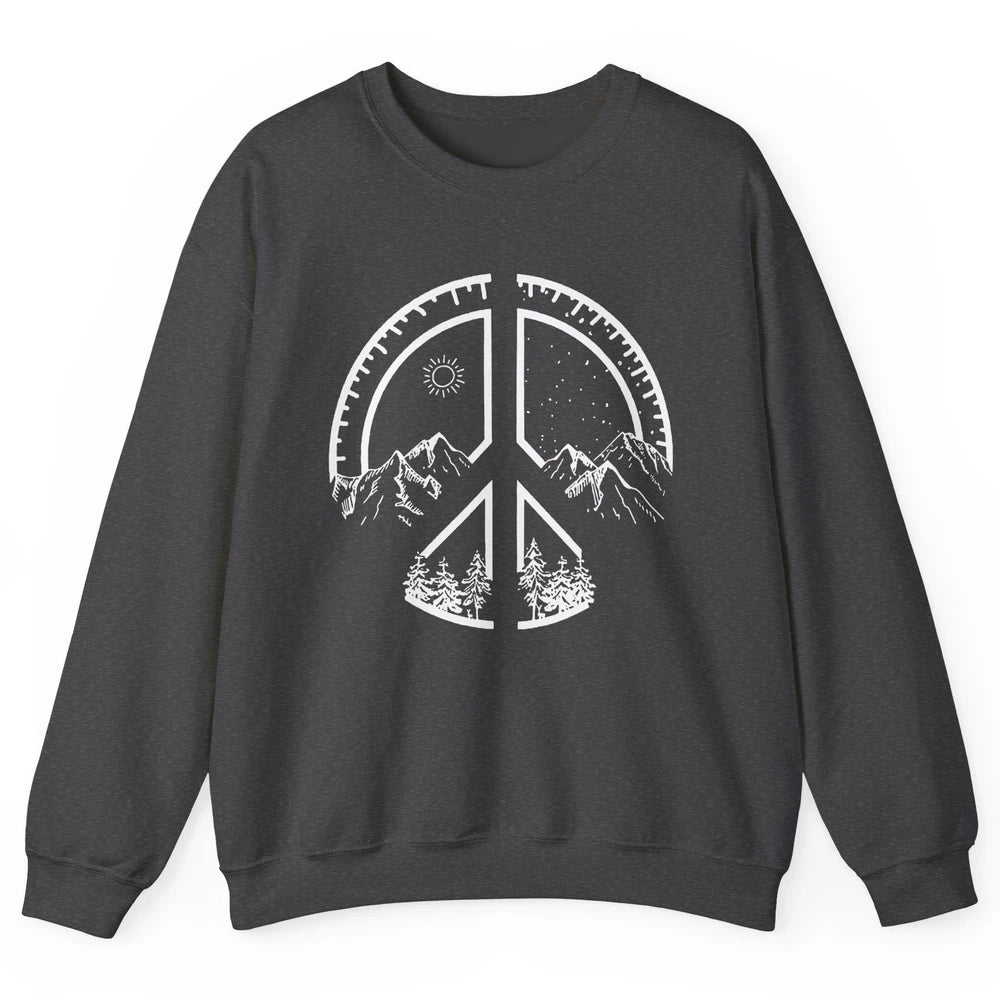 Peace Love Hiking Mountain Hikers Exploring Nature Camping Unisex Crewneck Sweatshirt