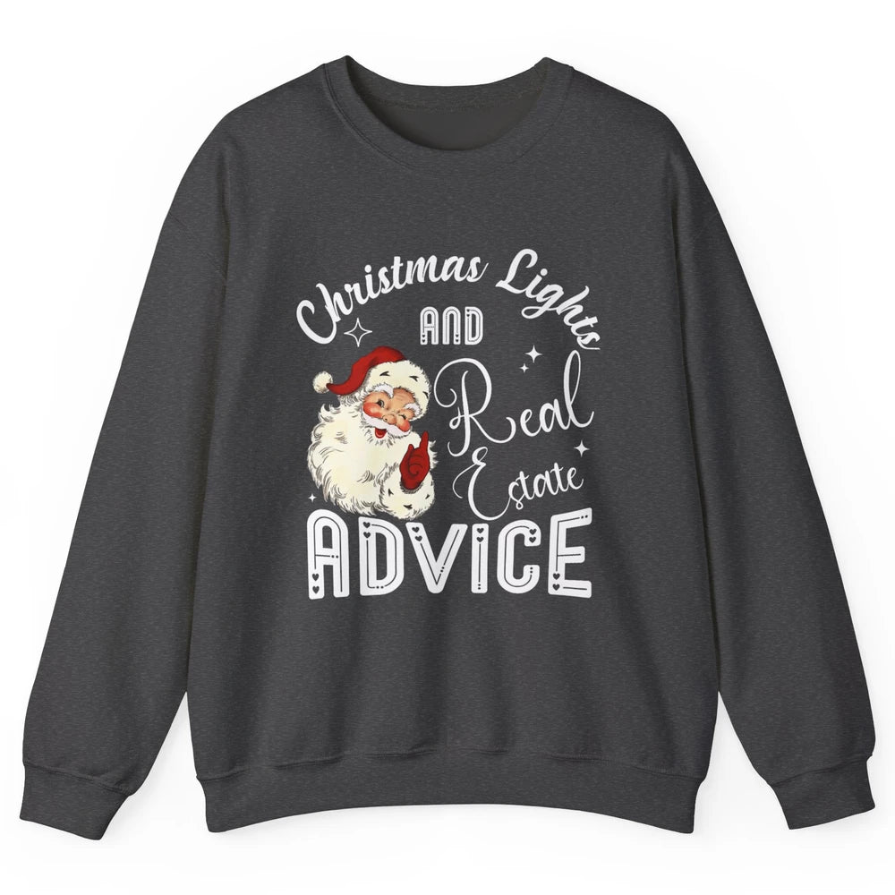 Merry Christmas Xmas Lights Santa Realtor Real Estate Advice Unisex Crewneck Sweatshirt