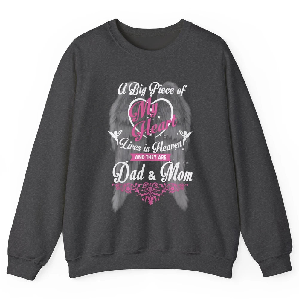 Parents Heaven Dad And Mom In Heaven Angel Wings Guardian Unisex Crewneck Sweatshirt
