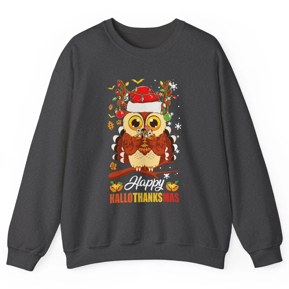 Owl Halloween Owl Thanksgiving Owl Christmas Owl Lovers Gift Unisex Crewneck Sweatshirt