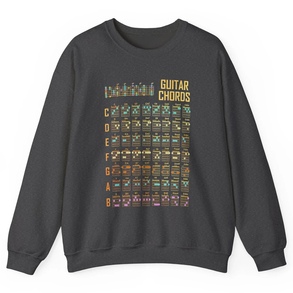 Music Art Guitar Chords Retro Guitarist Play Guitar Musician Unisex Crewneck Sweatshirt