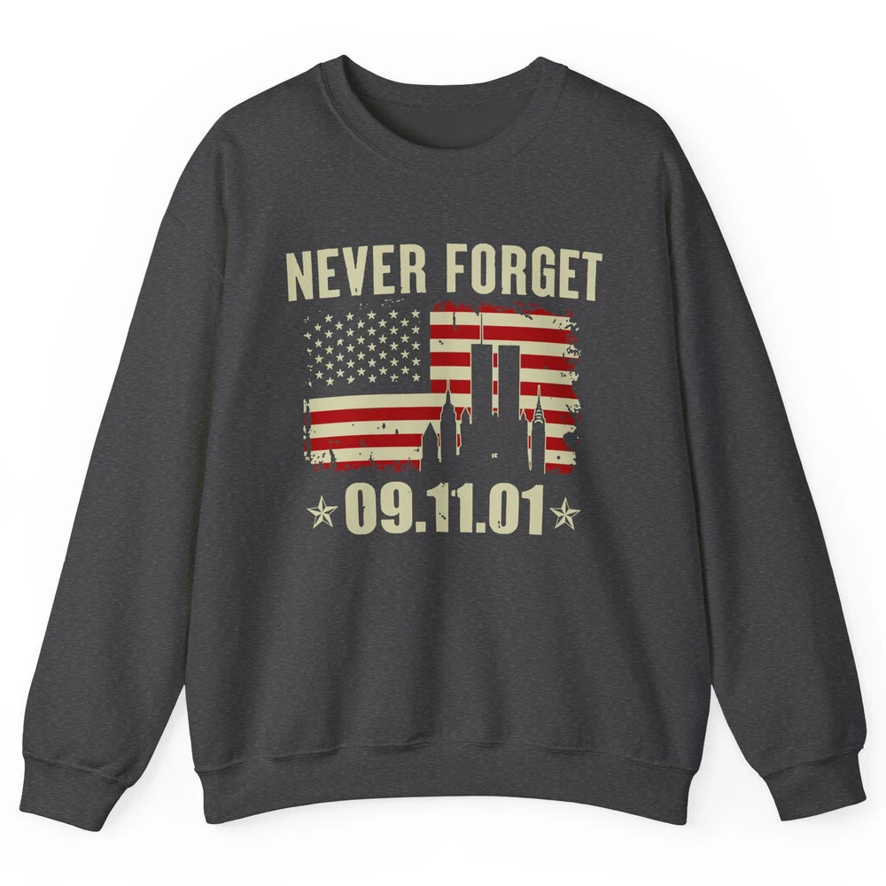 Retro Never Forget 911 American Flag Patriotic Memorial Gift Unisex Crewneck Sweatshirt