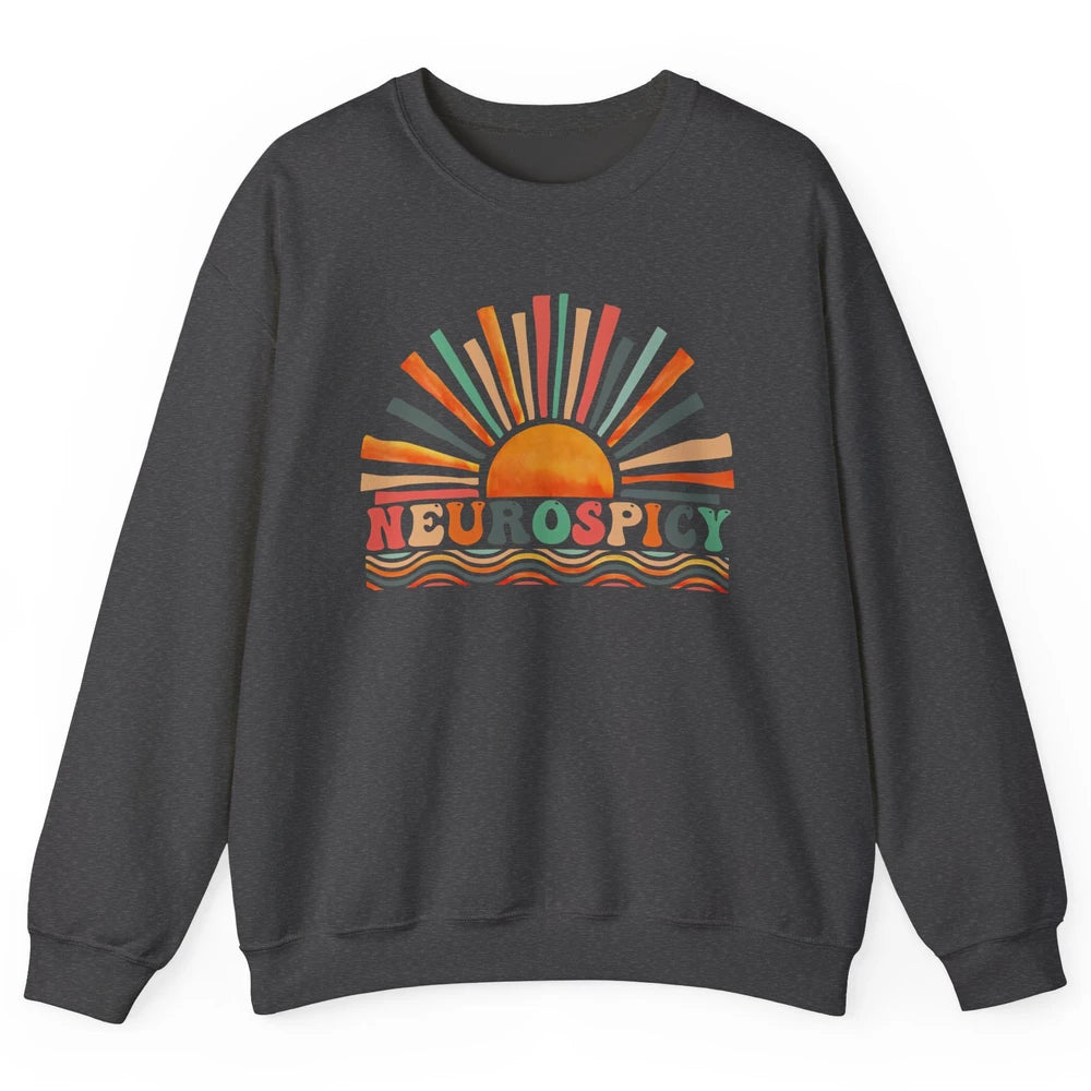 Retro Neurospicy Funny ADHD Neurodiversity Autism Awareness Unisex Crewneck Sweatshirt