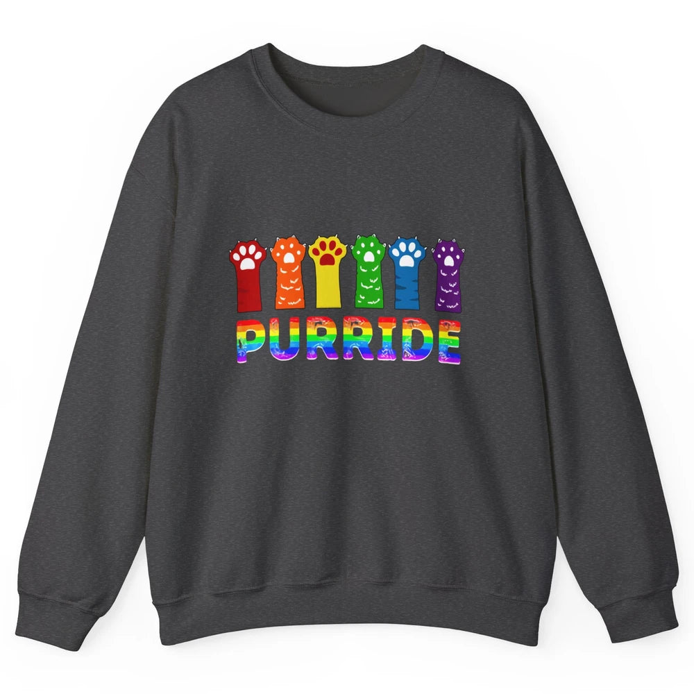 Purride Funny Cat Lover LGBT Pride Awareness Gift LGBT Month Unisex Crewneck Sweatshirt